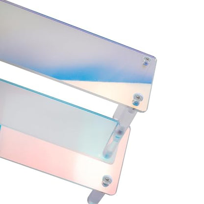 MY MIRONEY 2 Tier Iridescent Acrylic Display Stand for Figurines, Collectibles, Makeup & More (7.87" x 5.04" x 3.94") - size: 7.87" X 5.04" X 3.94"