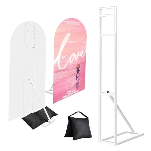 2 Pack White Wedding Backdrop Stand, Adjustable Metal Arch with Foldable Base and Weight Bag, Foam Board Display for Balloon Party and Event Decor (1.15–2m) (2)