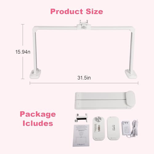 34in Half Moon Light for Nail Desk, Foldable LED Lamp with Phone Holder, Nail Art, Tattooing, Craft Making, Stepless Dimming, 3000-6000K Color Temperature Adjustment, 456 Light Beads, White - color: White