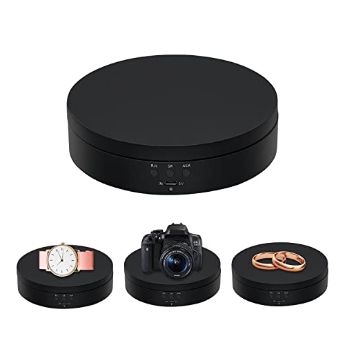 Mcbazel 360 Degree Rotating Display Stand, 5.4 Inch Motorized Spinning Platform, Electric Lazy Susan, Turntable Table Base for Photography, Jewelry, Watch, Cup - Max Load 3kg, Black - color: Black+5.4inch