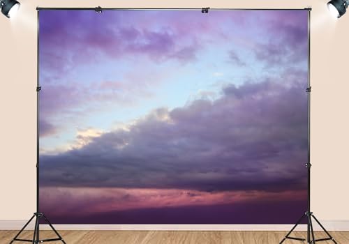 15X10ft Fabric Purple Pink Sunset Cloud Sky Backdrop Dreamy Twilight Background Pastel Photography Party Decorations Wall Hanging Baby Nursery Decor Photo Studio Props - size: 15X10ft