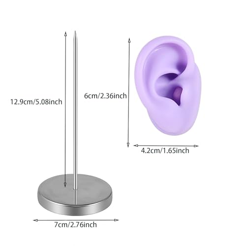 Silicone Ear Model Body Part,Jewelry Rack Teaching Tool Prop Organizer Earring Display Stand Holder for Photography Shows , Purple Right