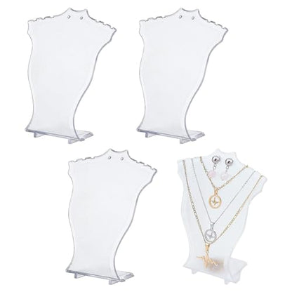 arricraft 4 Pcs Jewelry Necklace Displays, Clear Bust Display Stand Plastic Jewelry Display Holder for Jewelry Display (Hight 4.72")