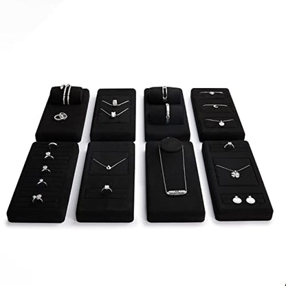 Oirlv Premium Black Microfiber Jewelry Display Tray Jewelry Display Stand for Selling Single Necklace Display Tray Necklace Holder(TT07003) - size: Necklace tray
