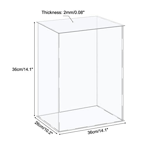 MECCANIXITY Acrylic Display Case Plastic Box Cube Storage Box Clear Assemble Showcase 14.1x10.2x14.1 Inch for Collectibles - size: 14.1x10.2x14.1 Inch