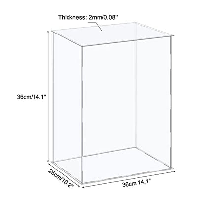 MECCANIXITY Acrylic Display Case Plastic Box Cube Storage Box Clear Assemble Showcase 14.1x10.2x14.1 Inch for Collectibles - size: 14.1x10.2x14.1 Inch