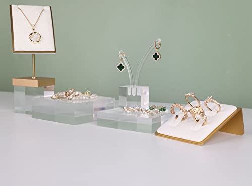 Transparent jewelry risers for selling, Acrylic risers for earring display, clear block ring riser tray for online business Photography【3.15 L x3.15 W x0.79 H inch】 - size: 3.15 L x3.15 W x0.79 H inch