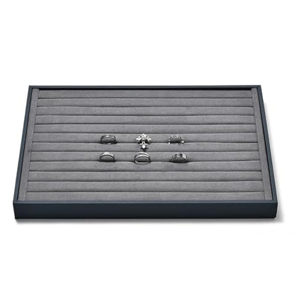 Ring Display Tray Grey Jewelry Organizer Tray Grey Microfiber Ring Earrings Display Organizer Tray - size: 11 Slot