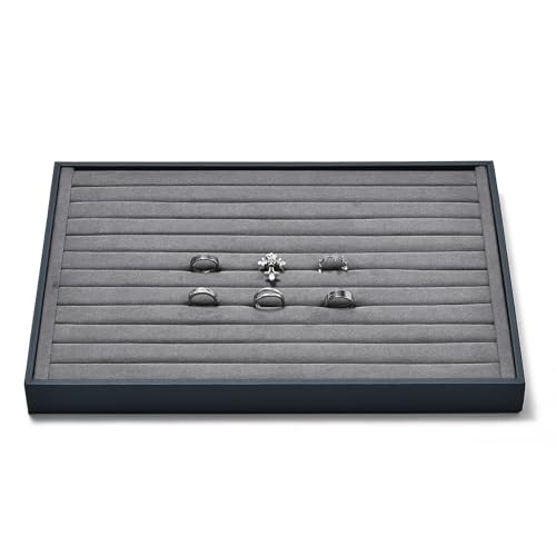 Ring Display Tray Grey Jewelry Organizer Tray Grey Microfiber Ring Earrings Display Organizer Tray - size: 11 Slot