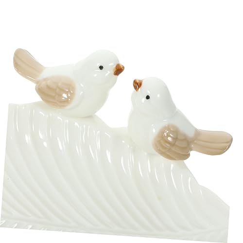 Ceramic Jewelry Holder Bird Leaf Shape Trinket Dish for Earrings Rings Bracelets Decorative Relief Jewelry Organizer Tray for Bathroom Vanity Table Storage and Photo Prop