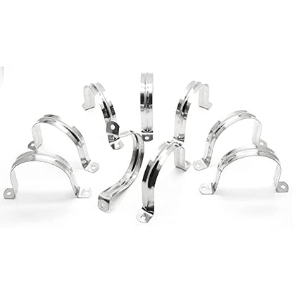 10Pcs 3 Inch Stainless Steel Large Conduit Clamps, Two Hole Strap U Bracket Rigid Pipe Strap Metal U Clamp Conduit Strap Tension Clips U-tube Clamp Heavy Duty - size: 3" / 76mm