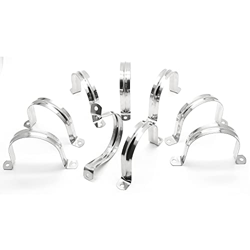 10Pcs 3 Inch Stainless Steel Large Conduit Clamps, Two Hole Strap U Bracket Rigid Pipe Strap Metal U Clamp Conduit Strap Tension Clips U-tube Clamp Heavy Duty - size: 3" / 76mm