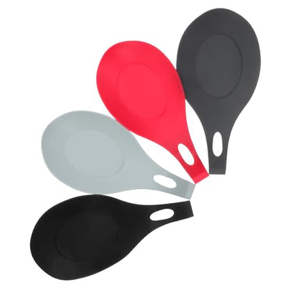 Zerodeko 4pcs Silicone Spoon Holder Set, Spoon Rests with Heat-resistant Food-grade Silicone, Kitchen Utensil Ladle Holder for Cooking and Counter Use