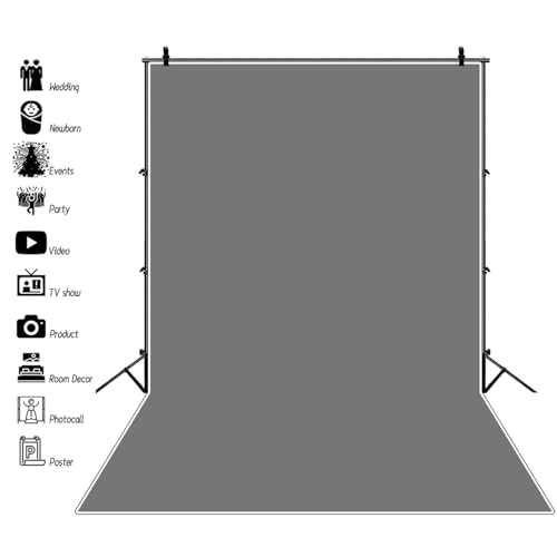 Renaiss 3x5ft Grey Backdrop for Photoshoot Portrait Solid Color Chromakey Monochrome Gray Screen Photography Background Cement Gray Baby Shower Wedding Birthday Party Decors Video Photo Booth Props - color: Grey, size: 3x5ft