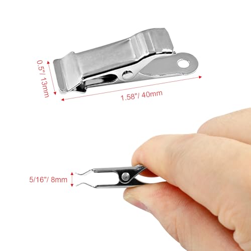 Hordion 20 Pcs Mini Alligator Clips 1/2 Inch Wide, Metal Crocodile Clamps Small Alligator Clamps Spring Clips for Photo Curtain Crafts, Silver