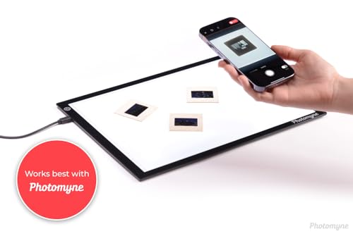 Photomyne A4 Slide Viewer | Light Pad Backlight | Negative Viewer | Film Negatives & Old Slides Scanning Light Box | Hands-Free Ultra-Thin Ultimate Brightness (Includes USB Adapter) - Black - style: Scanning
