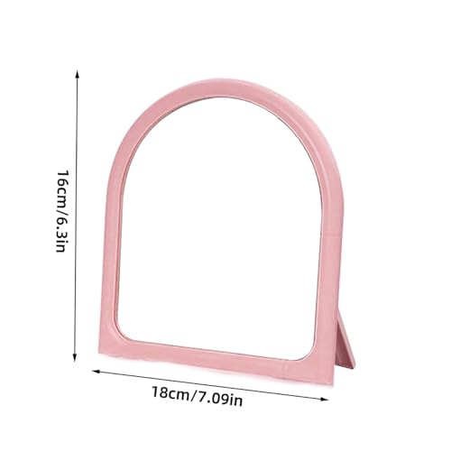 Arch Shaped Makeup Mirror for Desk Vanity Mirror for Bedroom,Living Room and Minimal Spaces Room Decor Home Decorations (Pink) - color: Pink