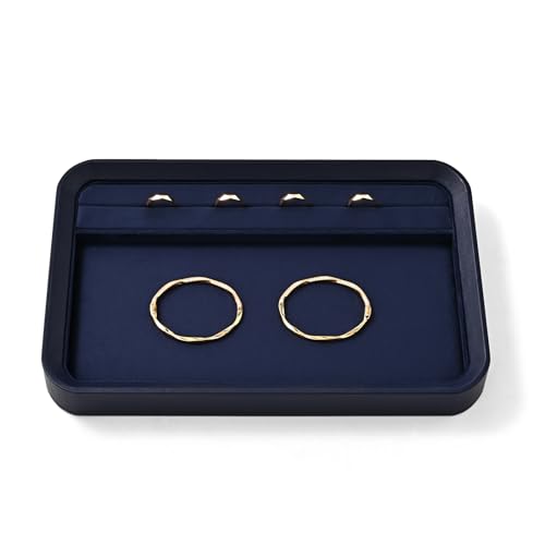 Oirlv Jewelry Display Tray for Vendors Velvet Jewelry Tray with Compartments for Rings and Bracelets(Blue) - color: Blue P21602