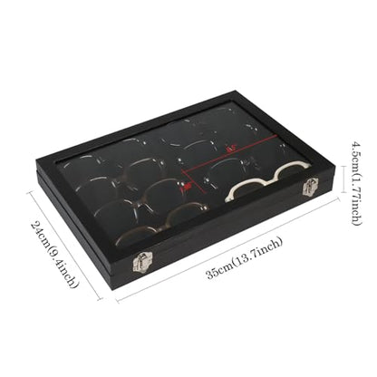 Wudygirl Jewelry and Sunglass Organizer - 8 Slot Storage With Clear Lid, Leather Eyeglasses Display for Women and Men (8 Grid) - style: 8 Grid Jewelry Tray