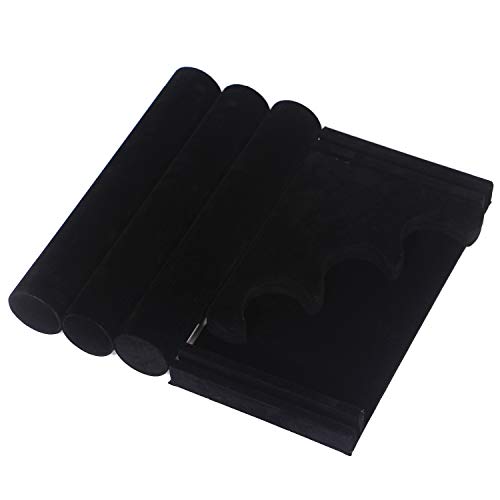 2 Pack Velvet Bracelet Holder with 3 Tier Rack, Jewelry Display Stand Watch Bangle Bar Necklace Storage Organizer, Black