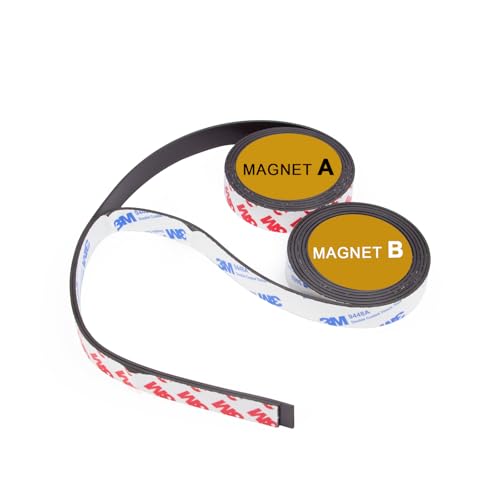 Paired A+B Magnets Tapes, (6.5FT X 0.6" W x 2 Pack), a b Magnetic Tapes with Adhesive Backing Match to Use, Flexible Magnet Strips for DIY Craftings - style: 6.5FT x 0.6IN x 2Pack