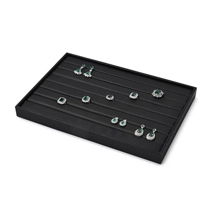 Ring Display Tray Black Jewelry Organizer Tray PU Leather Ring Earrings Display Organizer Tray - style: Ring Tray