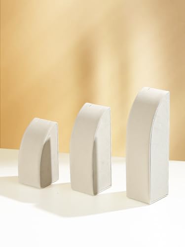 3Pcs/Set Necklace Holder Organizer Velvet Jewelry Display Stand For Selling Pandent Chain Necklace Rack for Show (Beige Velvet) - color: Beige Velvet