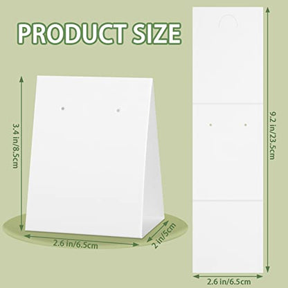 100 Pcs Standing Earring Display Cards Holders Paper Hanging Earring Packaging for Small Business Jewelry Packaging Supplies Selling DIY Retail Show Photography Props(White) - color: White