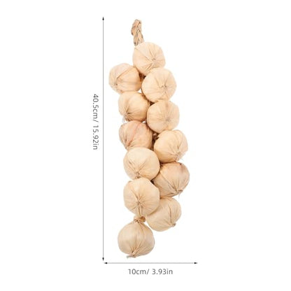Cabilock Versatile Decorative Garlic Hanging Strings Realistic Fake Garlic Braid with Built Hanging Rope for Home Decor Photography Props and Lifelike Kitchen Decoration Garlic