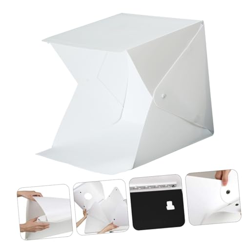 PRETYZOOM 20cm Folding Photography Light Tent with Dual LED Bars, Portable Mini Photo Light Box Kit with 4 Color Backdrops for Product Shooting and Jewelry Photography