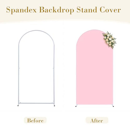 Pink Arch Cover 6.6ft Spandex Arch Backdrop Cover for Baby Shower Girls Birthday Party Wedding Balloon Arch Stand Cover Gender Reveal Strawberry Theme Photo Arch Covers Stretchy Backdrop Background - color: Pink, size: 6.6FT