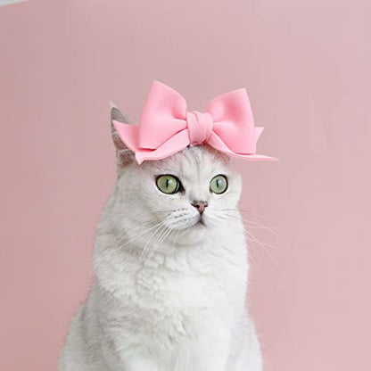 2Pack Pet Cute Bow Headbands Stretchy Handmade Bow Headband for Dog Cat Puppy Bathroom Apparel Birthday Party Wedding Xmas New Year Valentines Day Costume Photo Prop(Pink, Red)