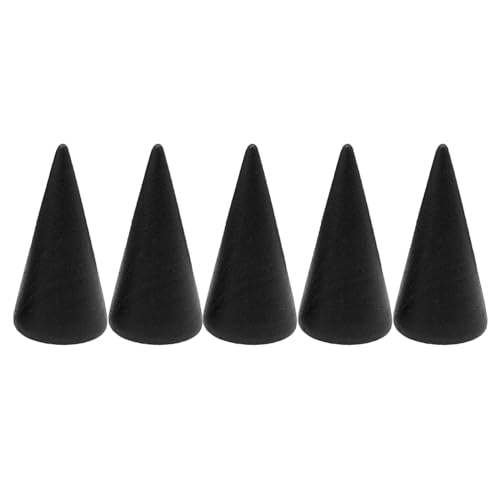 Ring Display Stand 5Pcs Wood Rings Holder Cone Shape Rings Stand Jewelry Display Rack for Business Photoshoot Room Decoration