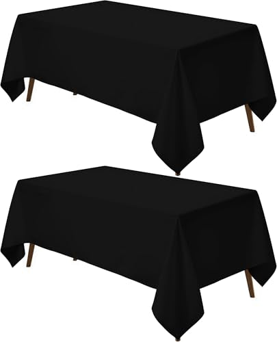 Utopia Kitchen Rectangle Table Cloth 2 Pack(90x156 Inches, Black), Tablecloth Machine Washable, Polyester Table Cover for Dining, Buffet Parties, Picnics, Events, Weddings and Restaurants - color: Black, size: 2 Pack 90x156 Inch Tablecloth