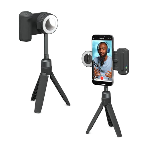 ShiftCam SnapGrip Creator Kit for Content Creators – Includes SnapGrip, SnapLight, Tripod SnapPod – Vlogging Kit for iPhone & Android – Magnetic Mount | Midnight - color: Midnight