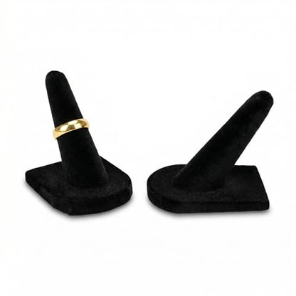 2 Pcs Velvet Ring Holder Stand Jewelry Display Black Holders for Engagement Rings Wedding Showcase Selling Vendors Elegant Ring Organizer Jewelry Stand for Home or Shop Use