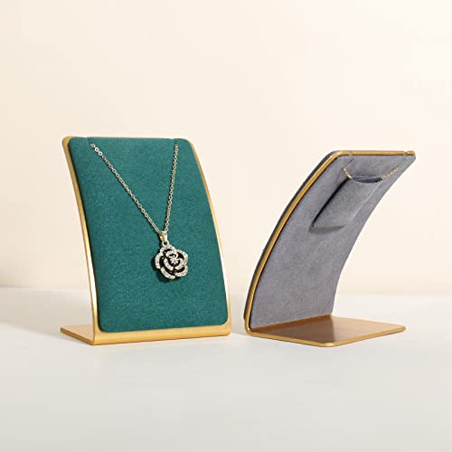 Green Necklace display stand, Velvet Jewelry necklace display holder for selling, small metal earring neck storage organizer, online jewelry photography props【Green】 - color: green