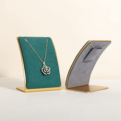 Green Necklace display stand, Velvet Jewelry necklace display holder for selling, small metal earring neck storage organizer, online jewelry photography props【Green】 - color: green