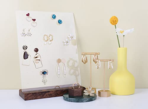 walnut earring display for selling jewelry, wooden earring holder for studs display, small jewelry studs display board for show【Wood stand with acrylic board-Walnut】 - color: Brown, size: Big