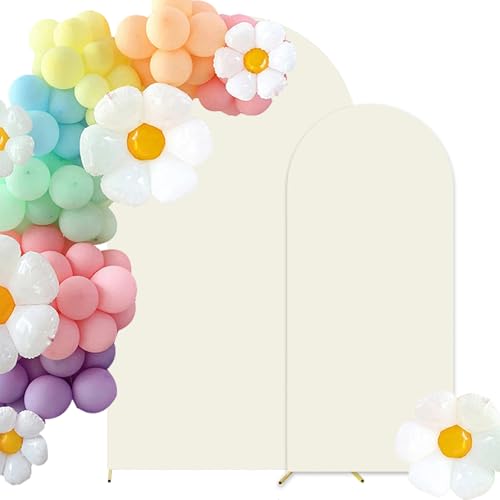 HAINARverS Set of 2 Wedding Arch Cover 6FT,7.2FT Spandex Fitted Stretchy Arch Stand Covers,2 Sided Round Top Chiara Backdrop Cover for Birthday Party Banquet Baby Shower Arch Decoration(Ivory) - color: Ivory, size: 6FT,7.2FT