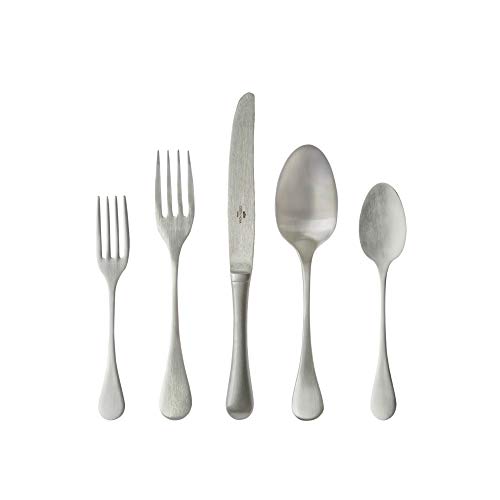 Costa Nova 5-Piece Silverware Service for 1 - Antigo Collection, Brushed Finish | Stainless Steel Cutlery | Dishwasher Safe Flatware | Restaurant Quality Dinnerware