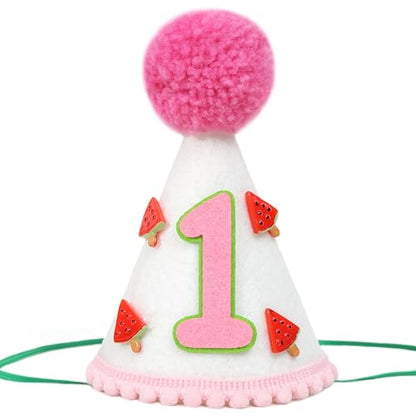 Watermelon 1st Birthday Hat Fabric, Soft and Comfortable, Perfect for Watermelon Themed First Birthday Decorations, Summer Party, Cake Smash, and Photo Props