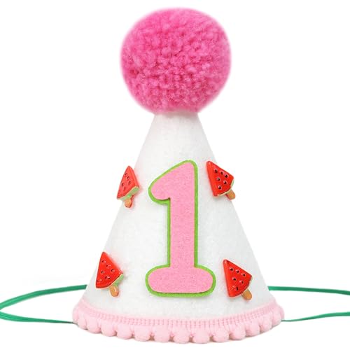 Watermelon 1st Birthday Hat Fabric, Soft and Comfortable, Perfect for Watermelon Themed First Birthday Decorations, Summer Party, Cake Smash, and Photo Props