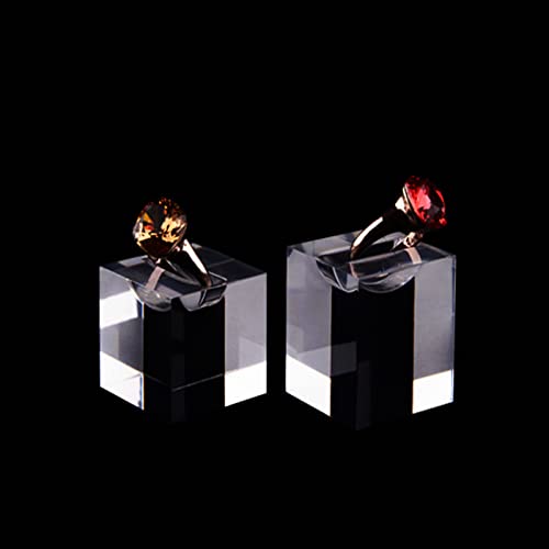 3Pcs Rings Stand Acrylic Jewelry Display Stand Ring Showcase Display Holder,Square Transparent