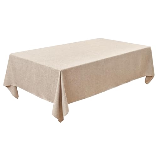 Table Cloth Rectangular Waterproof Faux Linen Table Cover for Dining,Parties Wedding Farmhouse 52x70 Stain Resistant Wrinkle Free Decorative Nature 1 Pack - color: Nature, size: 70" x 52" (Rectangular)