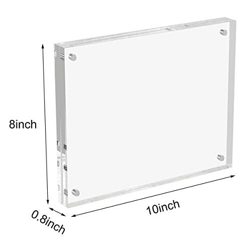 AITEE 8x10 Acrylic Picture Frames 3 Pack, 20% Thicker Block, Clear Picture Frames Freestanding Double Sided Magnetic Acrylic Lucite Frameless Transparent Square Frame Gift for Desktop Display - size: 8x10