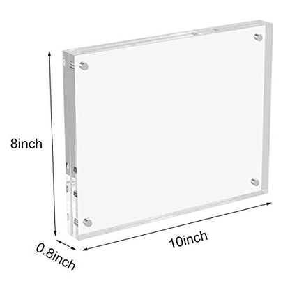 AITEE 8x10 Acrylic Picture Frames 3 Pack, 20% Thicker Block, Clear Picture Frames Freestanding Double Sided Magnetic Acrylic Lucite Frameless Transparent Square Frame Gift for Desktop Display - size: 8x10