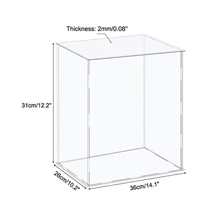 MECCANIXITY Acrylic Display Case Plastic Box Cube Storage Box Clear Assemble Showcase 14.1x10.2x12.2 Inch for Collectibles - size: 14.1x10.2x12.2 Inch