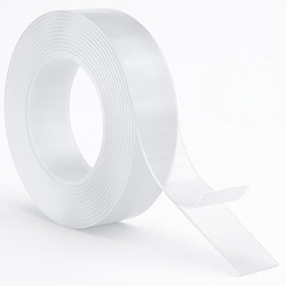 GTSE Double Sided Mounting Tape - Heavy Duty Adhesive 1.18in x 9ft Clear Nano Tape for Picture Hanging, Removable Sticky Pads, Posters, Wall Décor, Carpets, DIY Projects – Strong & Versatile Solution