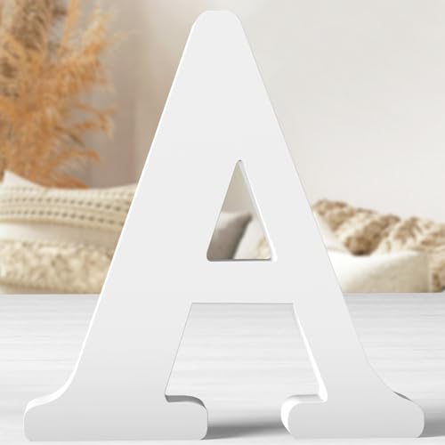 12 Inch White Wood Letters Unfinished Wood Letters for Wall Decor Decorative Standing Letters White Block Letters for wall Decoration for Craft Home Party Projects (A) - color: White-A, size: 12 inch